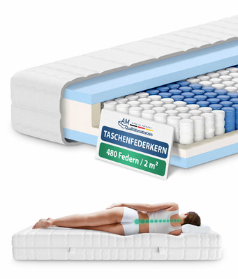 Orthopädische 7 Zonen Taschenfederkernmatratze 100x200 cm H2 H3 H4