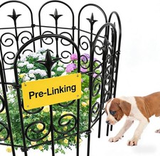 AMAGABELI 8 Panels 32in H  10ft L Decorative Garden Fence No Dig Rustproof Metal