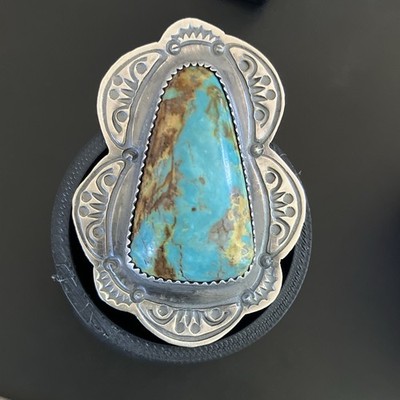 Vintage Tawney Willie Signed Turquoise Classic 2  With Domed Royston Stone 23gm