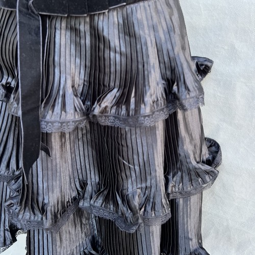 Betsey Johnson Evening Sz 6 Black Pleated Gold Lace Strapless Mini Dress Party - Picture 5 of 6