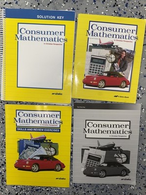 Abeka Consumer Math Student Text, Solution key, skills, And Review Exercises lot