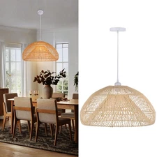 Rattan Chandelier,19.68" Coastal Beach Large Wicker Pendant Light,Hand Woven ...