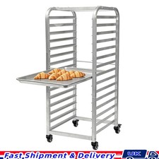Aluminium Bakery 15 Tier Sheet Pan Tray Rack Trolley 15x17x40inch