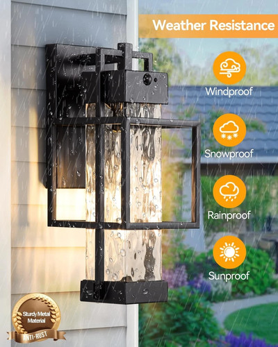 SHIMR Motion Sensor Porch Lights 2 Pack, Dusk to Dawn Outdoor Lighting with W... - Picture 4 of 9