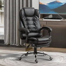 HOMCOM Executive Style Reclining Office Napping Chair PU Leather W/ Footrest