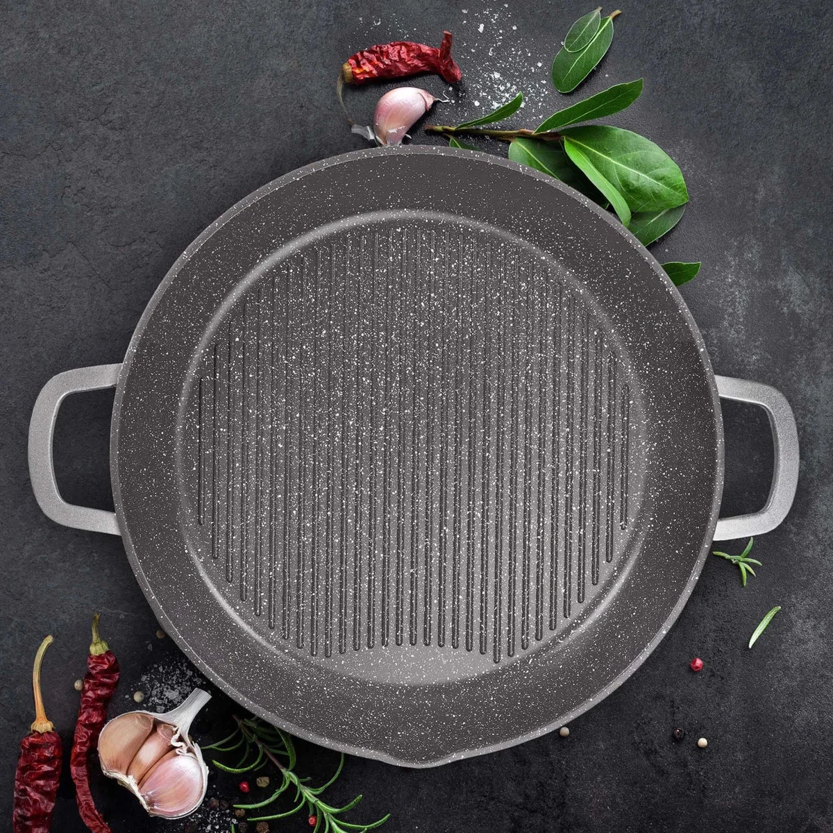 STONELINE® Placa Parrilla Sin Grasa 28cm Gris Sartén Inducción Antiadherente 8108 II Opción