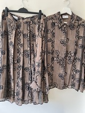 Gold by Michael H Vintage Co-Ord Skirt & Blouse Brown Size 12