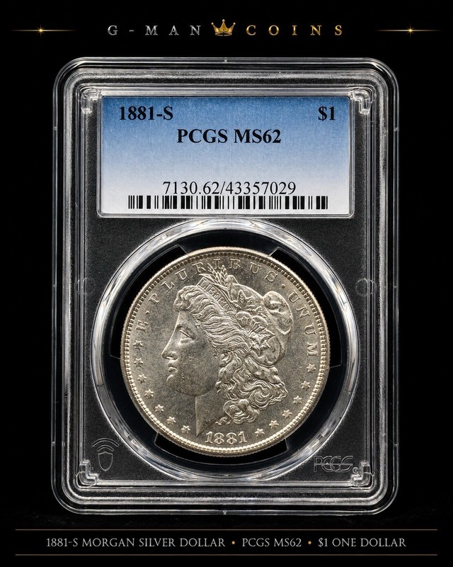 1881-S Morgan Silver Dollar PCGS MS62 $1 Brilliant Uncirculated BU Better Date
