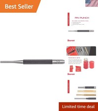Hardened Steel Drive Pin Punch with 4" Length and Secure Knurled Grip, USA Made