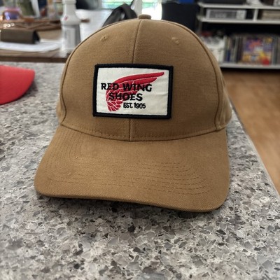 RED WING SHOES Est. 1905 Snapback Baseball Cap Hat Camel Brown Canvas