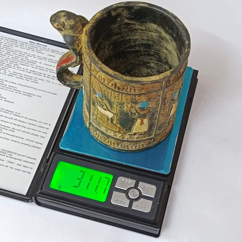 Ancient Egypt style mug with pharaohs, hieroglyphs, cobra handle, vintage look. - Picture 6 of 10