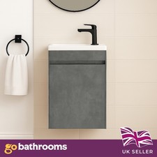 Image of Grey Cloakroom Vanity Unit With Basin Wall Mounted Soft Close Door 550mm