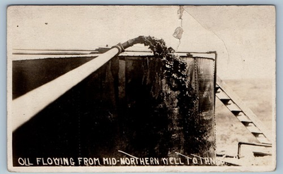 #ad c1930#x27;s Oil Flowing From Mid Northern Well To Tanks RPPC Photo Vintage Postcard $16.96