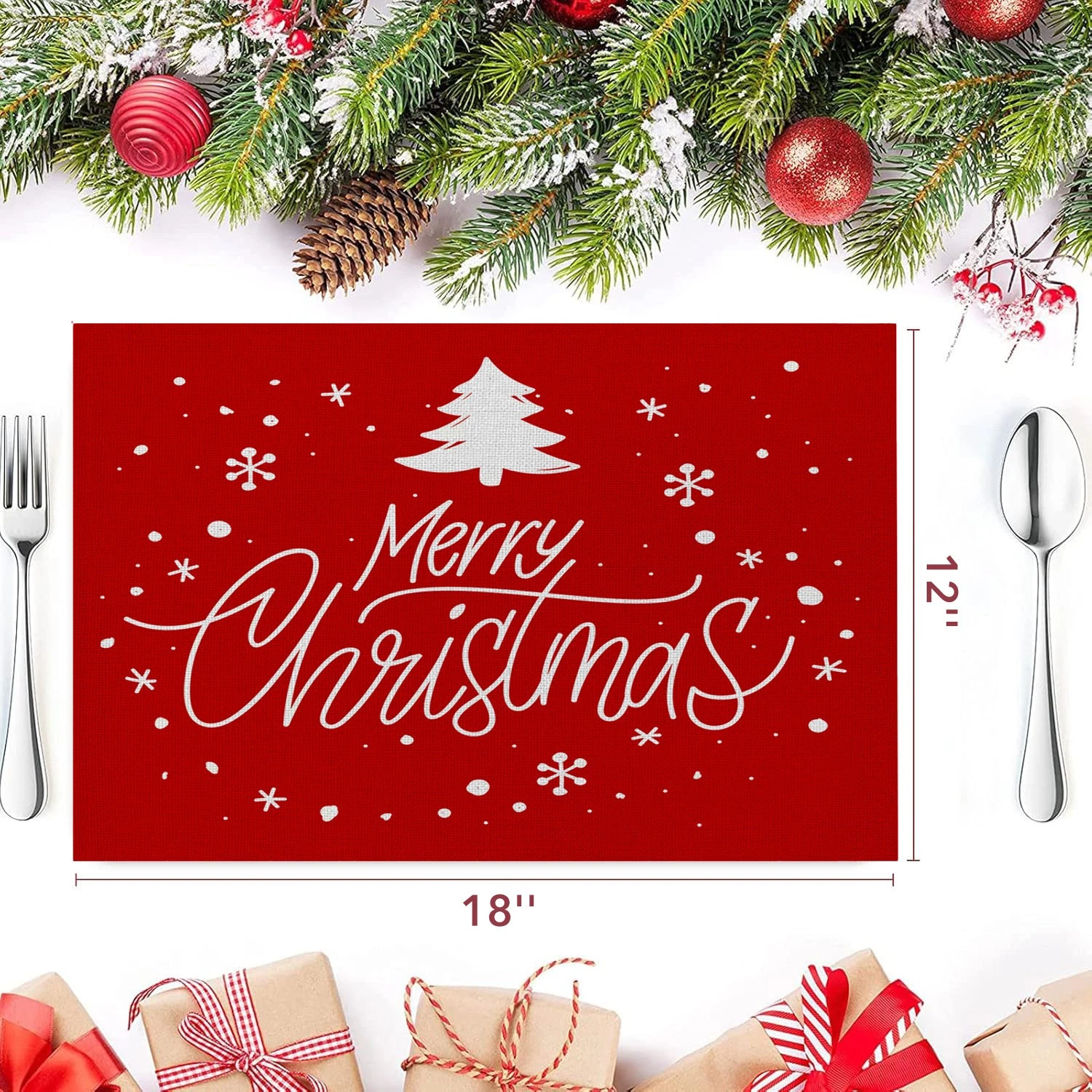 Merry Christmas Placemats for Dining Table