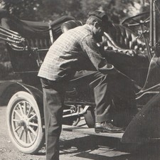C1910s Touring Car Brass Era Automobile Snapshot Photo Man On Running Board Vtg C1910s Touring Car Brass Era Automobile Snapshot Photo Man On Running Board Vtg