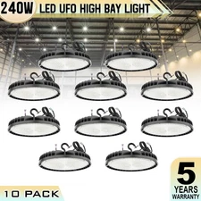 10PACK 240W UFO LED High Bay Light Dimmable Commercial Warehouse Factory Lights
