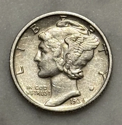 1936-P Mercury Dime - AU - About Uncirculated - 90% Silver