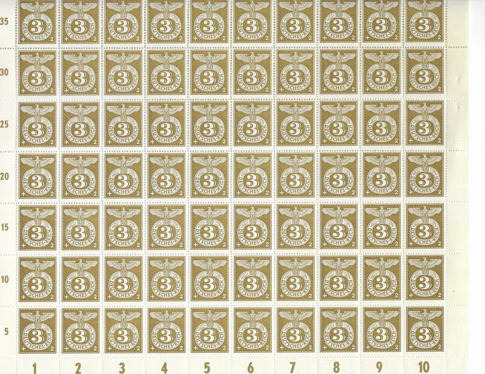 Hoja de estampillas MNH SC B217 1943 Imerial Eagle & Swastika Tercer Reich era Alemania Foto 2 de 3