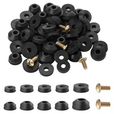 58 Pack Faucet Washer Assortment Kit - Flat and Beveled Rubber Black