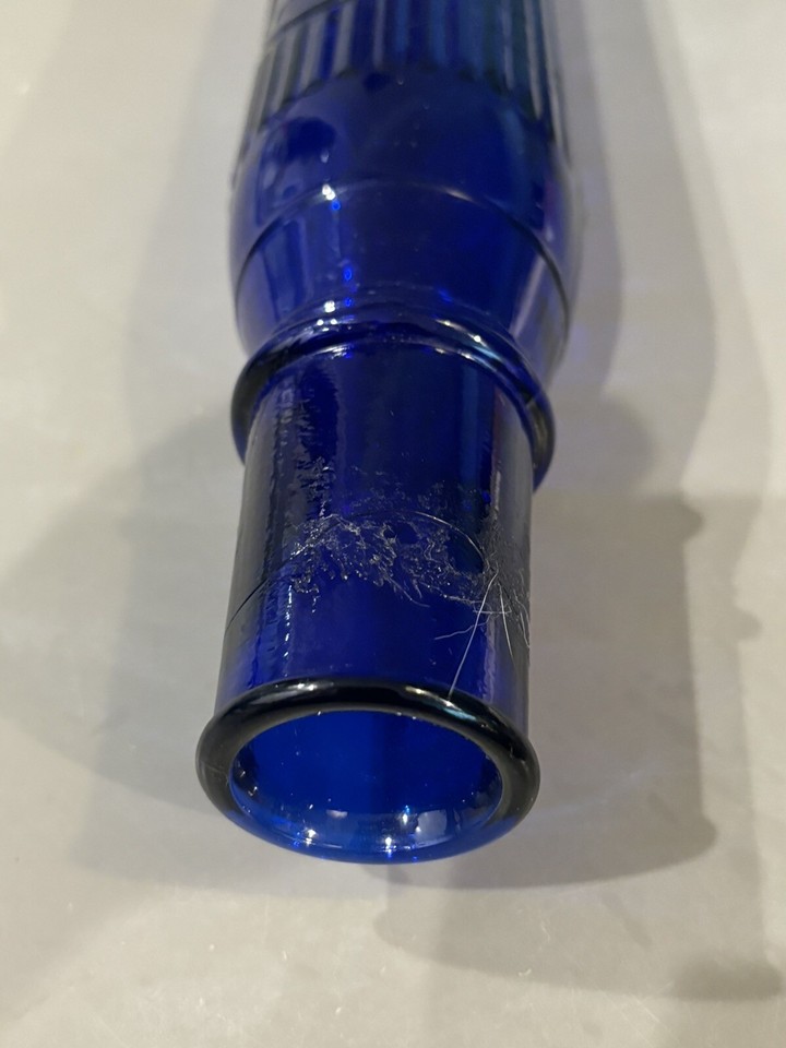 Tiolene Motor Oil Bottle Cobalt Blue Glass Vintage Petroleum Storage