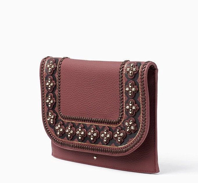 NUEVO Bolso sin asas Kate Spade Madison Ave Wagner Way Vita madera de cerezo cuero suave $398 Foto 2 de 4