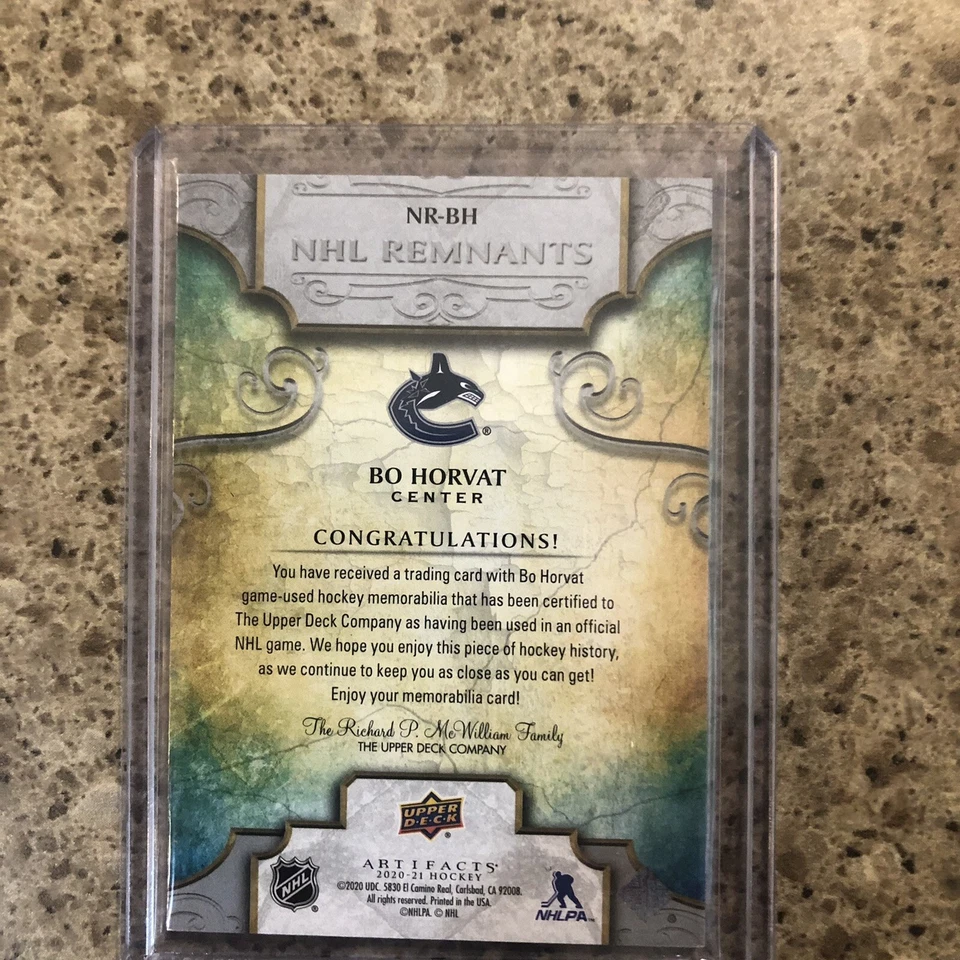 20/21 UD Artifacts Bo Horvat NHL Remnants relic - Image 2 of 2