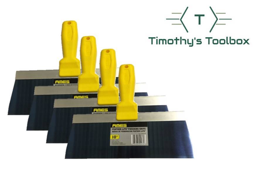 AMES 10" FeatherLite Blue Steel Drywall Finishing Knife 4 Pack NEW eBay