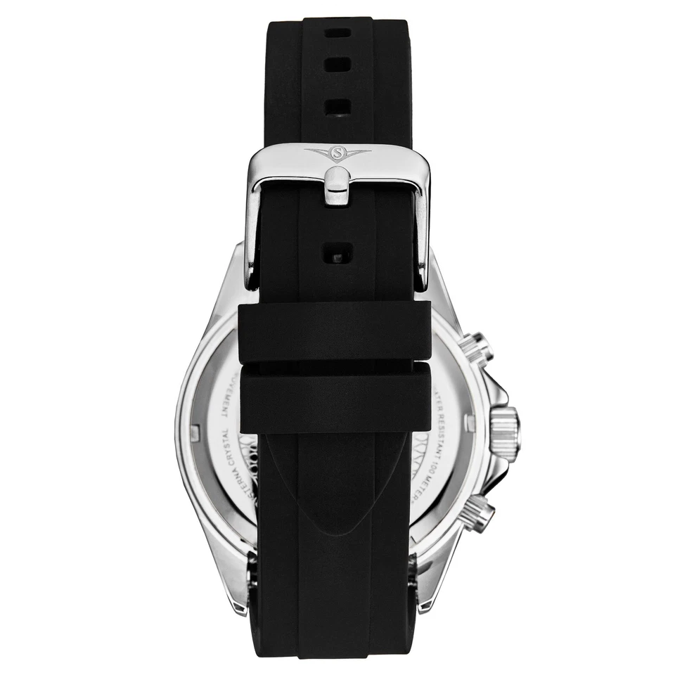 Reloj Stuhrling 4050 para hombre Hattori VK63 cuarzo cronógrafo caja SS correa de goma Foto 2 de 2