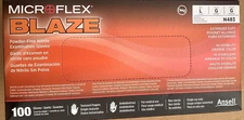 Ansell Microflex Blaze Disposable Orange Exam Gloves Large Nitrile Textured Lot