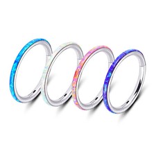 16G Opal Outer Lined Surgical Steel Hinged Segment Nose Hoop Ring Earring