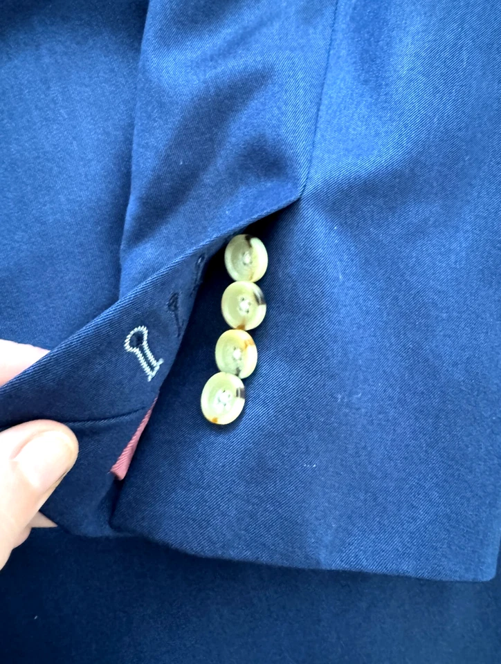 Indochino Custom Suit Jacket Blazer Men's 46R Dark Blue Wool Peak Lapel Surgeons - Image 3 of 4