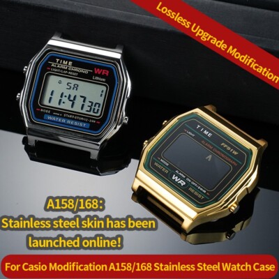 For Casio A158 A159 Modified Stainless Steel Watch Case F91