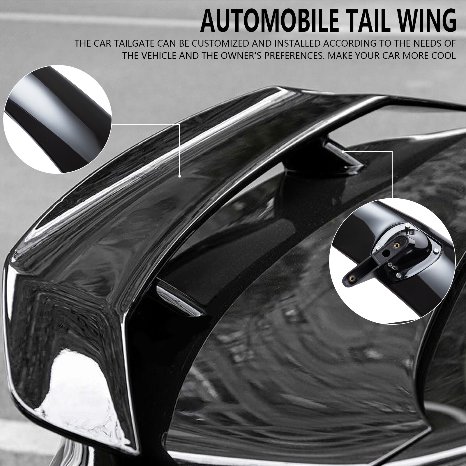 46" GT Style Gloss Black Racing Rear Trunk Spoiler Wing For Honda Civic 10TH Gen