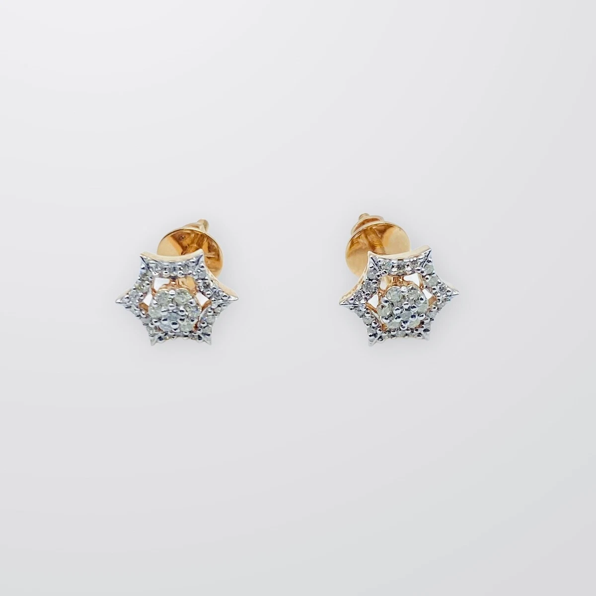 18ct Yellow Gold Round Diamond Earrings Used New Box eBay