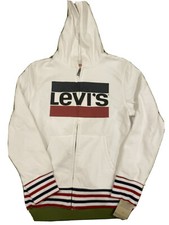 Levi Boys White Full Zip Hoodie Size M NWT