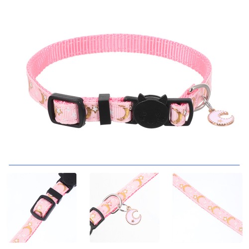 Pet Collar Cute Cat Moon Stars Adjustable Puppy Collars for Litter