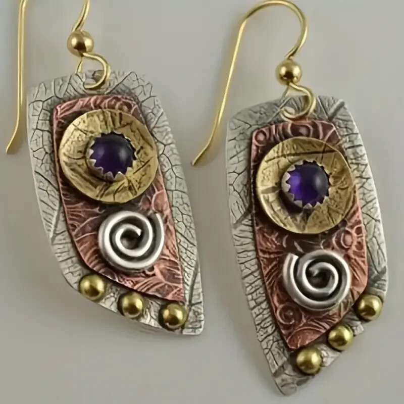 Dangle Earrings Boho Irregular Shape Metal Engraved Jewelry Fashion Retro Women-image