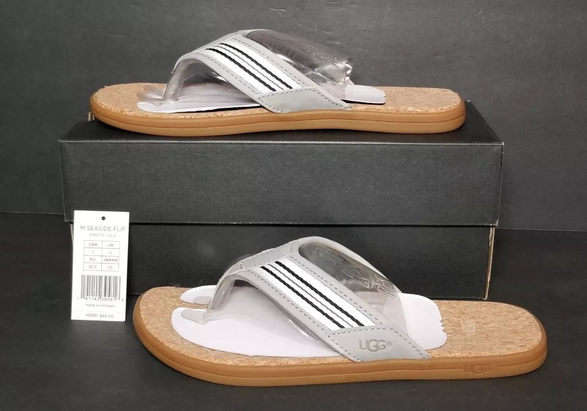 UGG SEASIDE FLIP FLOPS MEN'S SIZES NEW BOX SEAL STRIPE 1092171