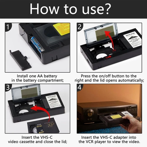 PRO VHS to VHSC Tape Converter Player VHS-C VHS-C Cassette VCR Motorized Adapter - Picture 5 of 12