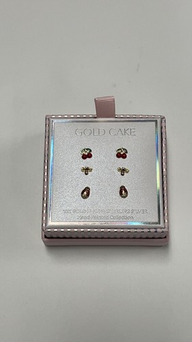 3-Pairs New gold CAKE Sterling Silver 