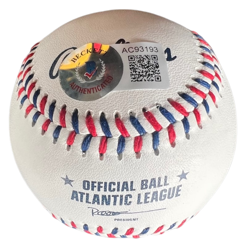 BEN GRIEVE signed (OAKLAND ATHLETICS) Atlantic League baseball BECKETT AC93193 - Picture 2 of 2