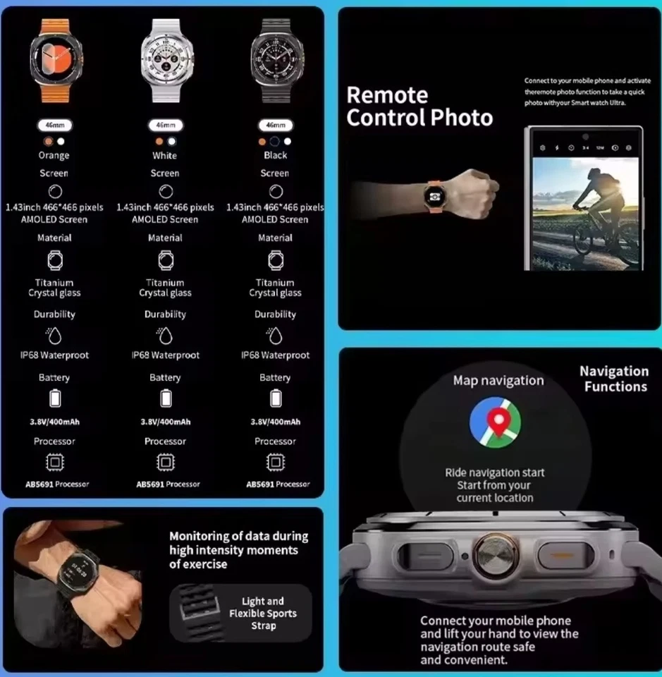 2025 Smart Galaxy Watch Ultra 7 for Men/Women, AMOLED Waterprof Fitness Tracker - Image 4 of 4