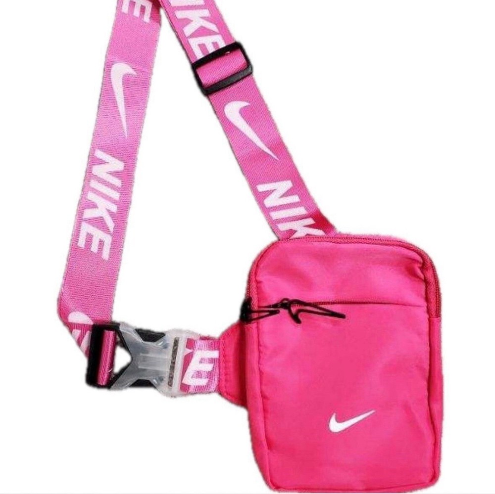 NEW!!! Nike Crossbody Shoulder Chest Travel Mini Sling Bag Pink And White 5x7