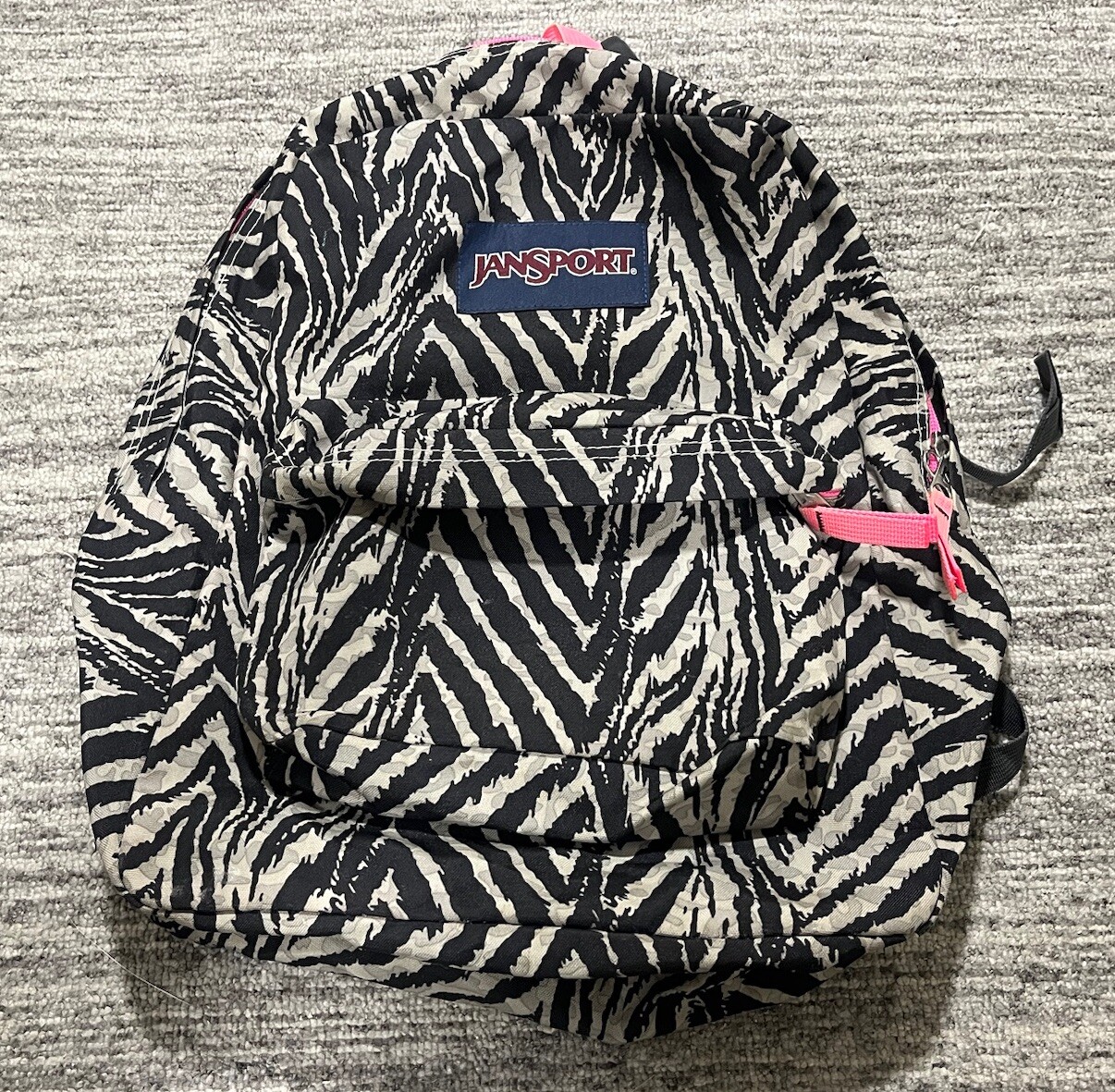 JanSport Black Gray and Pink Zebra Striped Print Backpack