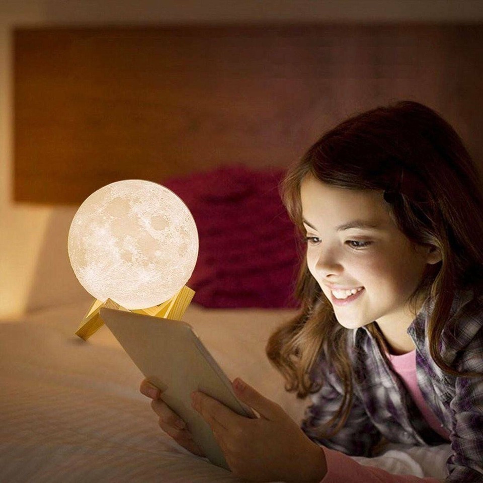 3D Moon Lamp Touch Moonlight LED Night Lunar Light 16 Color USB ...