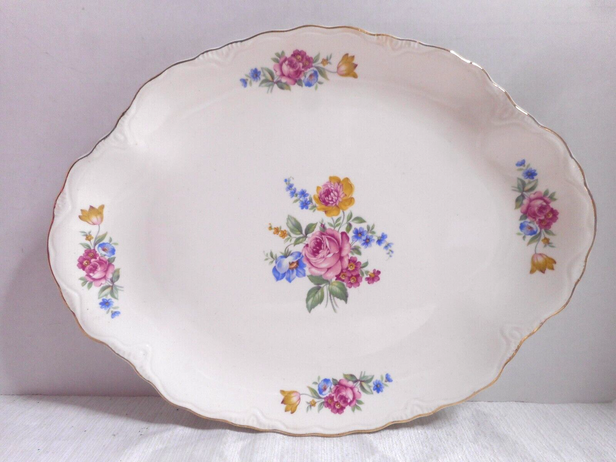 HO-HO ローズオニールのデザイン vintage CAMEO ソフビ14cm SCIO OHIO Pottery Hazel Pattern 1940's Floral Platter Ranson Shape
