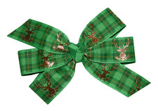 WD2U Girls Green Christmas Plaid Deer Woodland Hair Bow French Clip Barrette