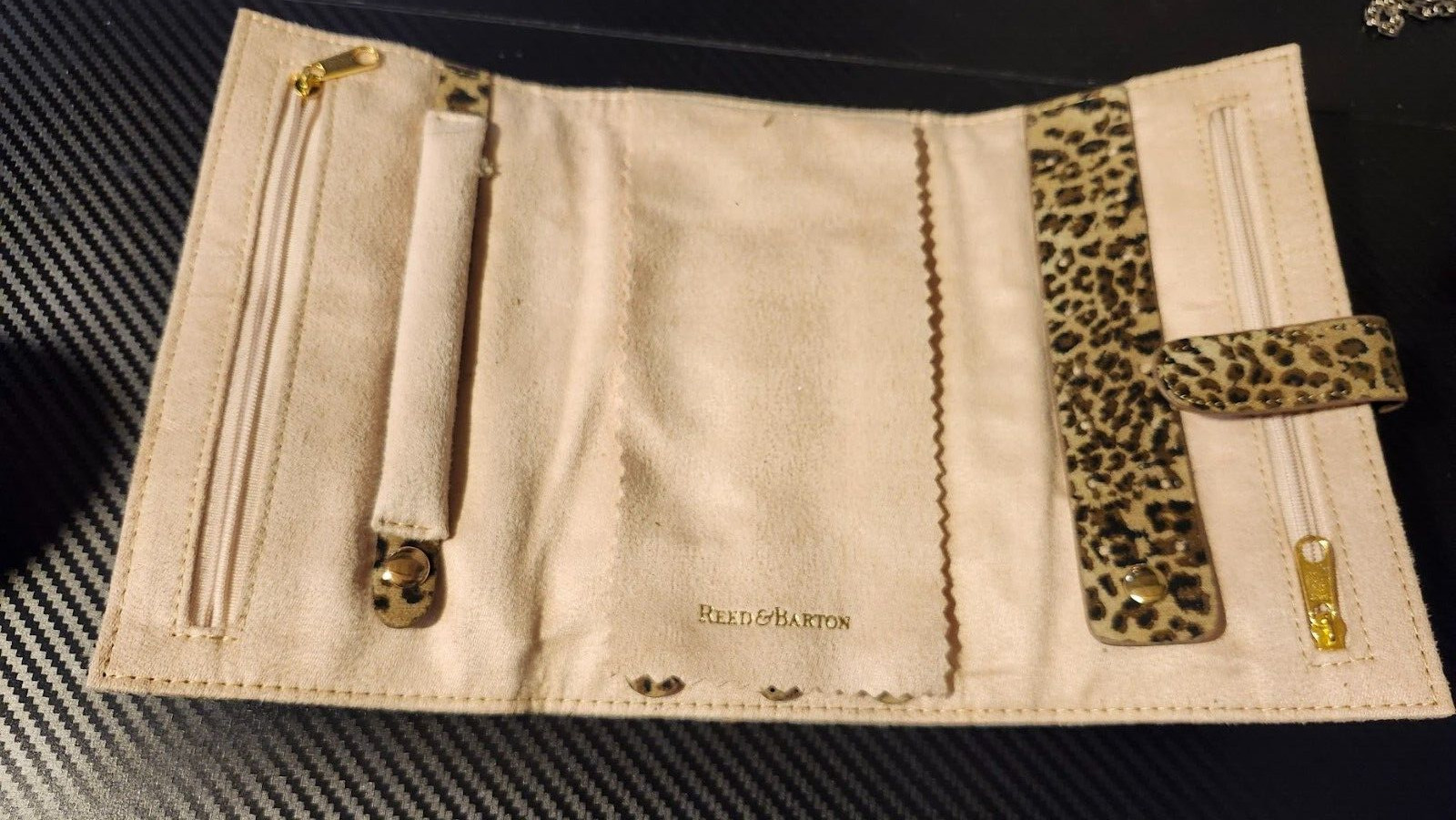 Reed and Barton Tri-Folding Travel Jewelry Clutch – Leopard Print, Faux Suede image 3