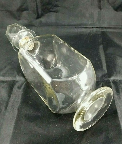 Vintage Glass Wine Whiskey Bourbon Alcohol Decanter Empty Bottle 11 3/4" Tall - Picture 3 of 6
