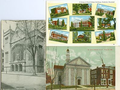 Frederick MD Collector's Set: St John's & M.E. Churchs & Hood College Buildings